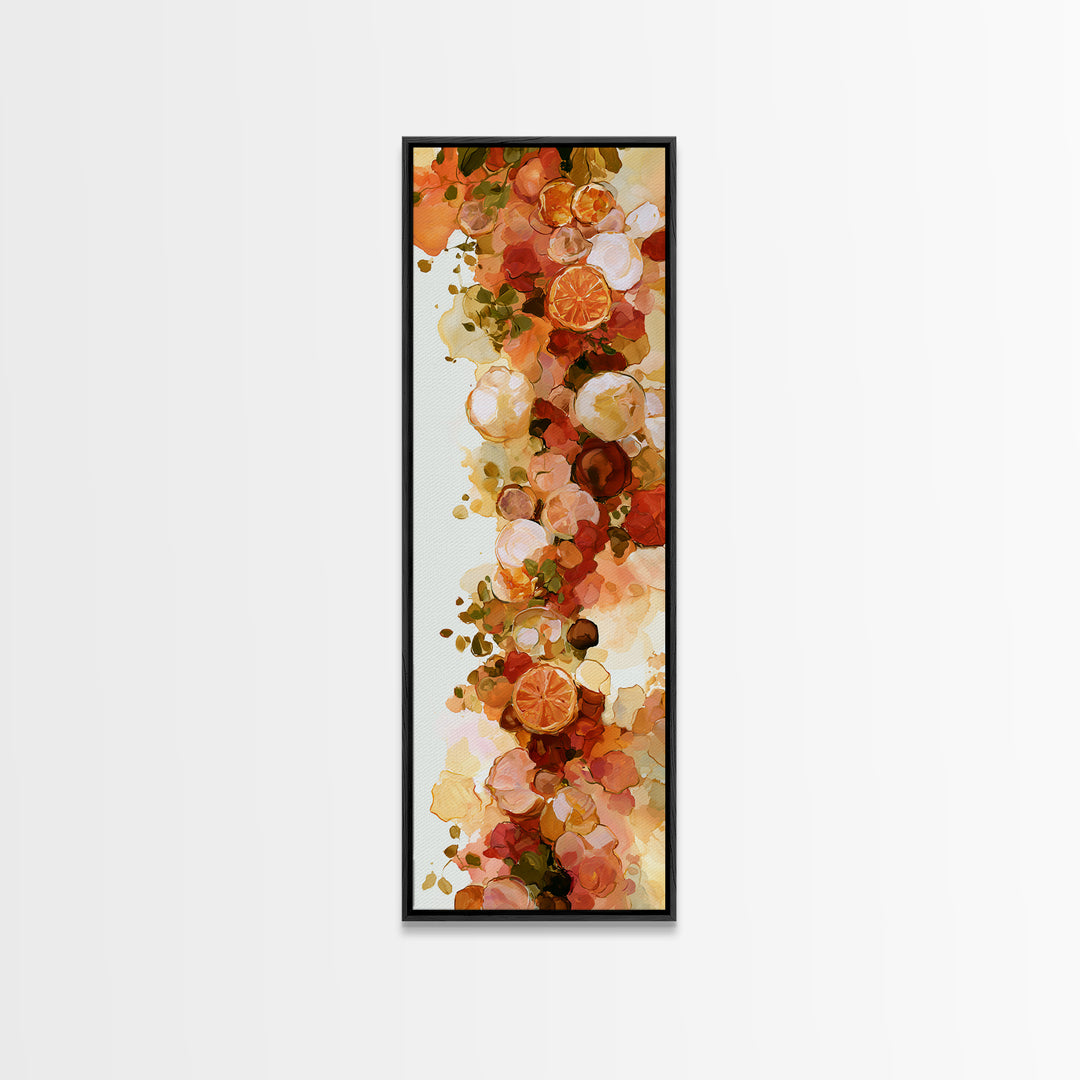 Abstract Appetite Friendly Red and Orange Shapes Canvas Print, Restaurant Art, Textured Painting, Restaurant Decor, Bistro, RES-1x3-29