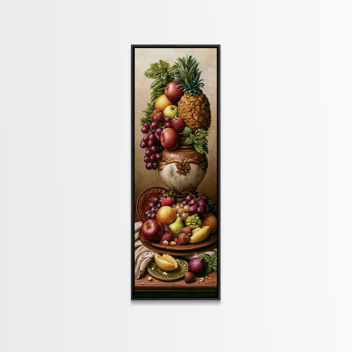 Tropical Fruit Platter Framed Canvas Print, Restaurant Art, Food Art, Restaurant Decor, Oil Painting, Bistro, Minimalist Decor, RES-1x3-30