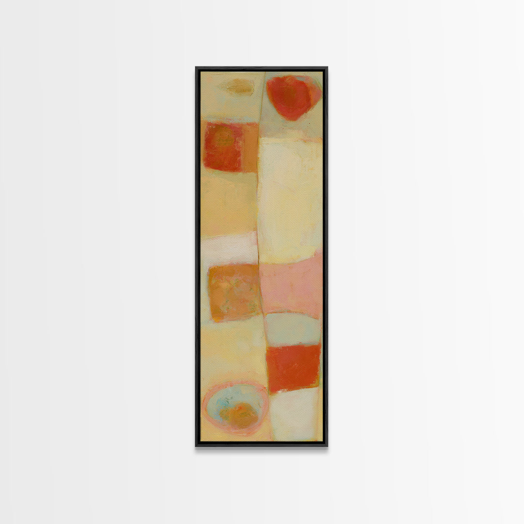 Abstract Appetite Friendly Red and Orange Shapes Canvas Print, Restaurant Art, Textured Painting, Restaurant Decor, Bistro, RES-1x3-53