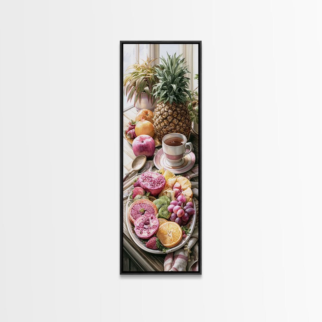 Tropical Fruit Platter Framed Canvas Print, Restaurant Art, Food Art, Restaurant Decor, Oil Painting, Bistro, Minimalist Decor, RES-1x3-54