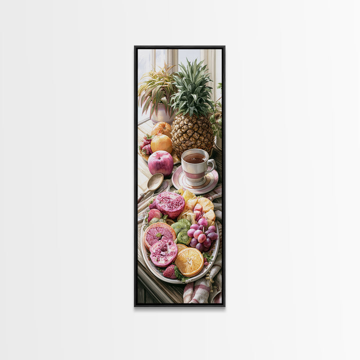 Tropical Fruit Platter Framed Canvas Print, Restaurant Art, Food Art, Restaurant Decor, Oil Painting, Bistro, Minimalist Decor, RES-1x3-54