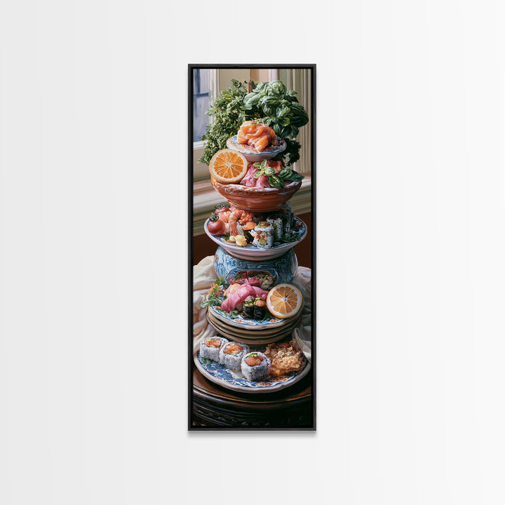 Sushi Fish and Ceramic Plate Composition Canvas Print, Restaurant Art, Printable Wall Art, Restaurant Decor, Fine Art, Bistro, RES-1x3-65