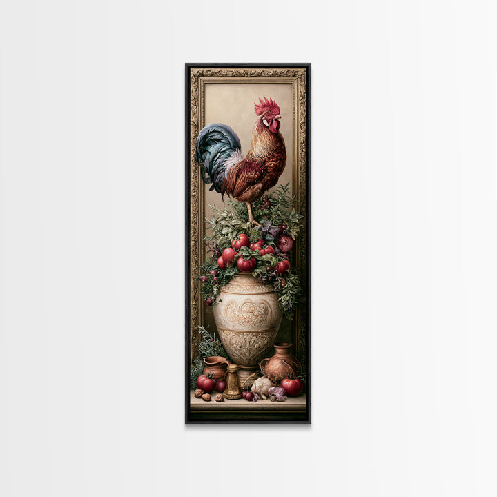 Rooster and Herbs for Farmhouse Restaurant Mood Framed Canvas Print, Restaurant Art, Canvas Print, Restaurant Decor, Bistro, RES-1x3-80
