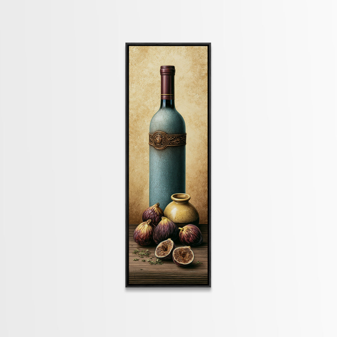 Wine Bottle and Figs Canvas Print, Restaurant Art, Canvas Wall Art, Restaurant Decor, Fine Art, Bistro, Bedroom Wall Art, RES-1x3-85