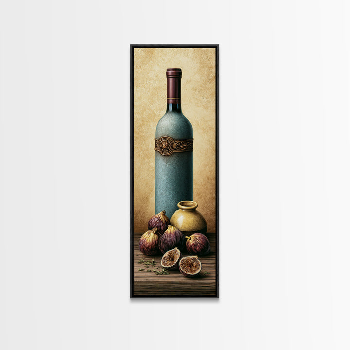 Wine Bottle and Figs Canvas Print, Restaurant Art, Canvas Wall Art, Restaurant Decor, Fine Art, Bistro, Bedroom Wall Art, RES-1x3-85