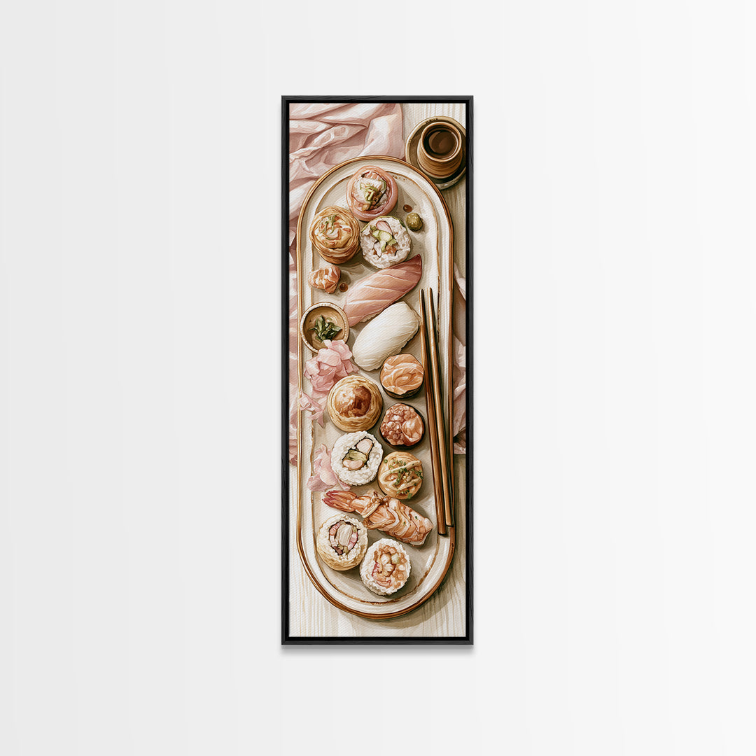 Sushi Fish and Ceramic Plate Composition Canvas Print, Restaurant Art, Cool Wall Art, Restaurant Decor, Fine Art, Bistro, RES-1x3-89