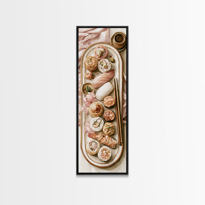 Sushi Fish and Ceramic Plate Composition Canvas Print, Restaurant Art, Cool Wall Art, Restaurant Decor, Fine Art, Bistro, RES-1x3-89