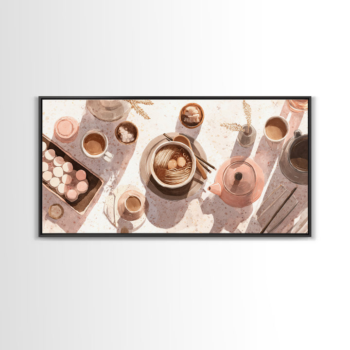 Ramen Bowl Rendered Framed Canvas Print, Restaurant Art, Contemporary Art, Restaurant Decor, Fine Art, Bistro, Kitchen Wall Art, RES-2x1-10