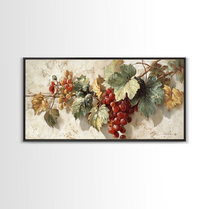 Wine Grapevine Botanical Study Framed Canvas Print, Restaurant Art, Wall Art Print, Restaurant Decor, Fine Art, Bistro, RES-2x1-11