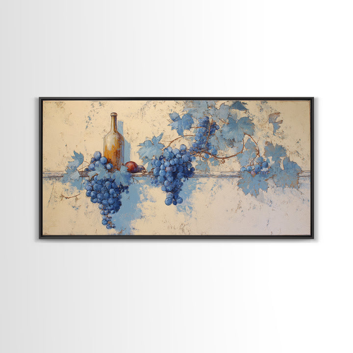 Oyster Platter with Lemons and Champagne Framed Canvas Print, Restaurant Art, Framed Wall Art, Restaurant Decor, Watercolor Art, RES-2x1-23