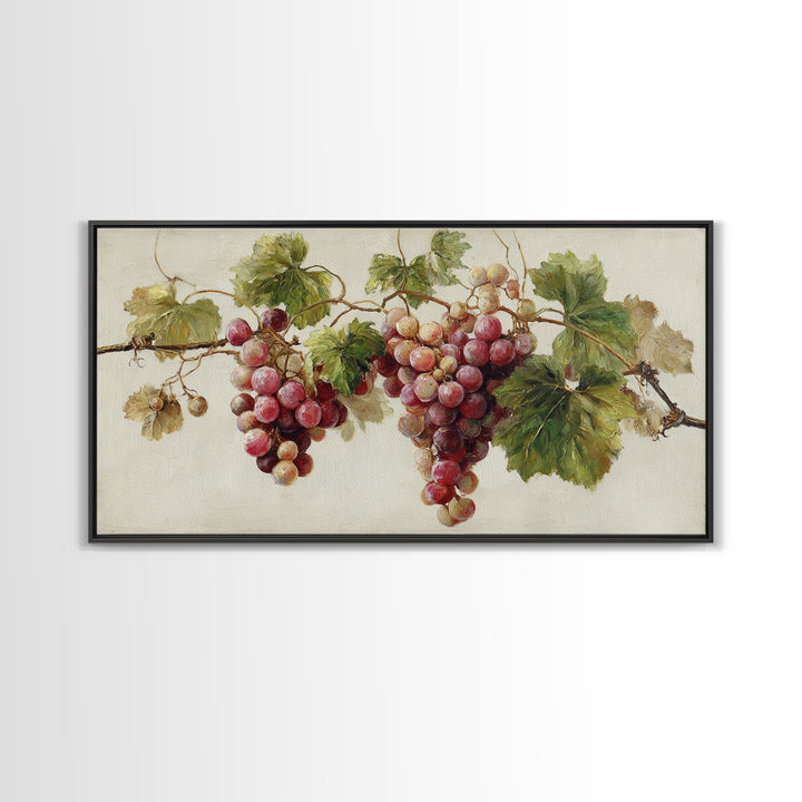 Wine Grapevine Botanical Study Framed Canvas Print, Restaurant Art, Wall Art, Restaurant Decor, Watercolor Art, Bistro, RES-2x1-35