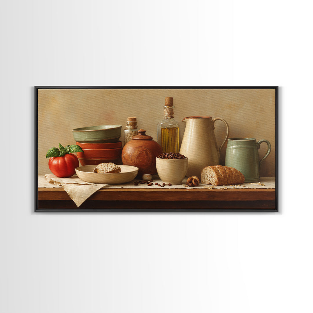 Coffee Beans and Pastry Arrangement Framed Canvas Print, Restaurant Art, Room Decor, Restaurant Decor, Fine Art, Bistro, RES-2x1-42