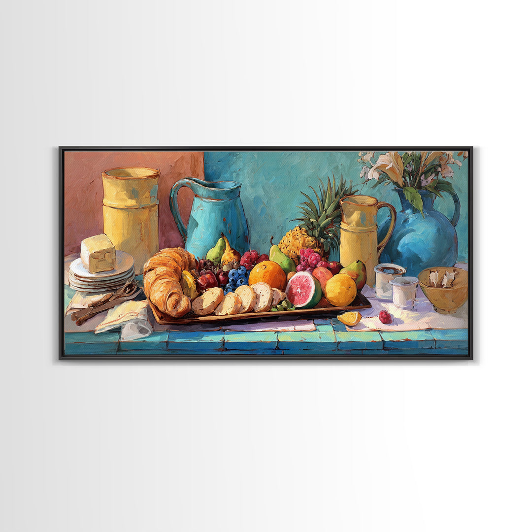 Tropical Fruit Platter Canvas Print, Restaurant Art, Wall Art, Restaurant Decor, Oil Painting, Bistro, Digital Print, RES-2x1-62