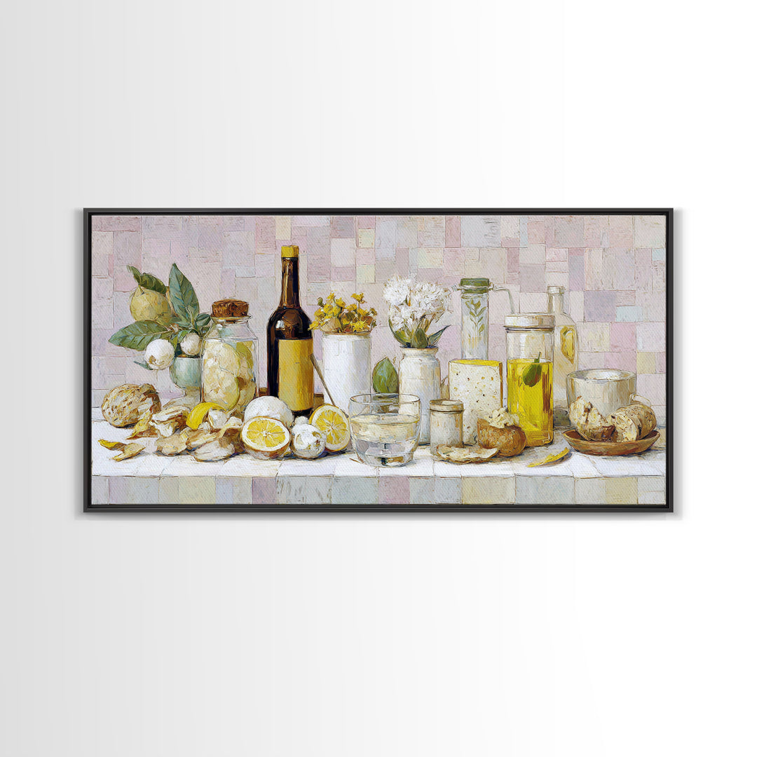 Cocktail and Citrus Bar Composition Framed Canvas Print, Restaurant Art, Printable Wall Art, Restaurant Decor, Fine Art, Bistro, RES-2x1-7