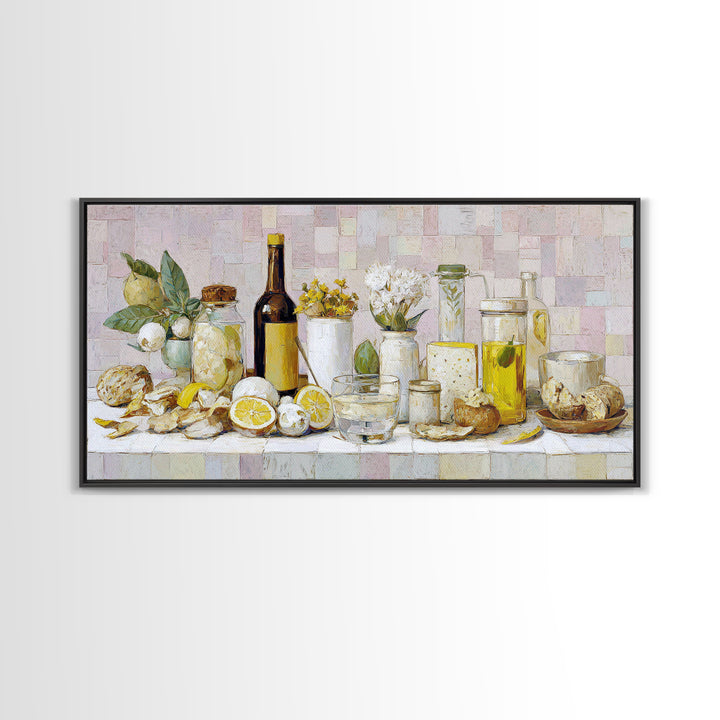 Cocktail and Citrus Bar Composition Framed Canvas Print, Restaurant Art, Printable Wall Art, Restaurant Decor, Fine Art, Bistro, RES-2x1-7