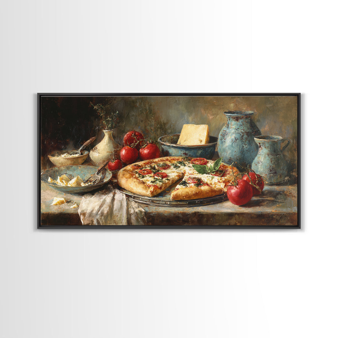 Pizzeria Tomato Basil and Mozzarella Still Life Canvas Print, Restaurant Art, Art Print, Restaurant Decor, Fine Art, Bistro, RES-2x1-78