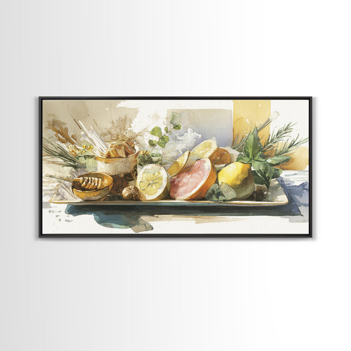 Cocktail and Citrus Bar Composition Framed Canvas Print, Restaurant Art, Cool Wall Art, Restaurant Decor, Fine Art, Bistro, RES-2x1-79