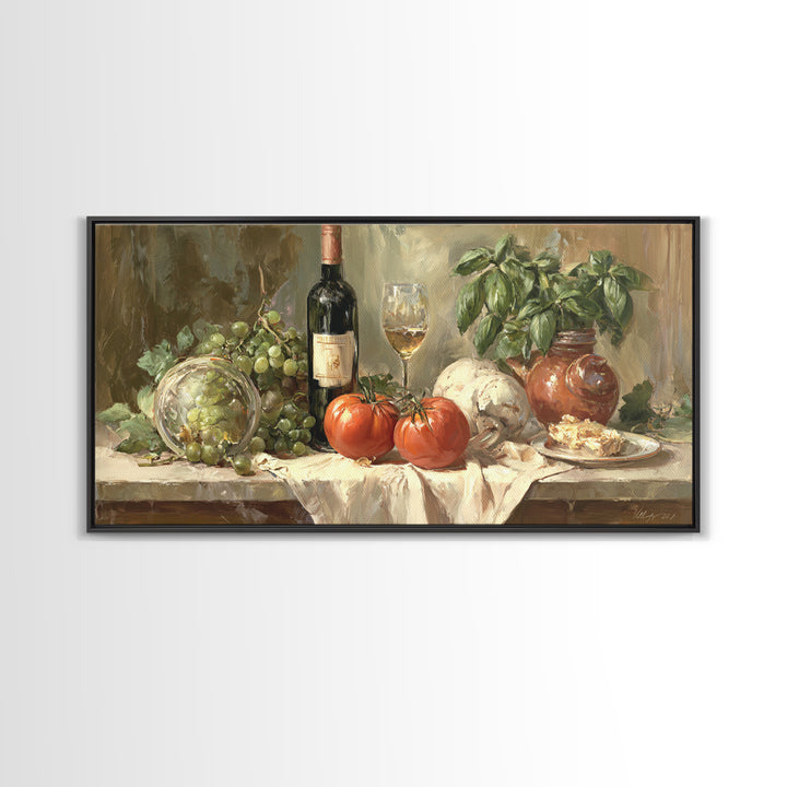 Wine Grapevine Botanical Study Framed Canvas Print, Restaurant Art, Wall Decor, Restaurant Decor, Oil Painting, Bistro, RES-2x1-83
