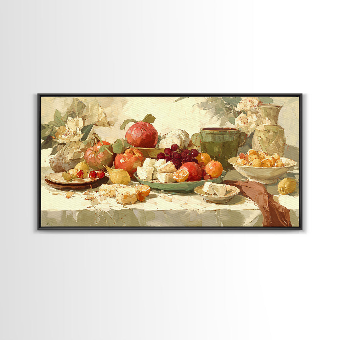 Tropical Fruit Platter Framed Canvas Print, Restaurant Art, Canvas, Restaurant Decor, Fine Art, Bistro, Living Room Decor, RES-2x1-86