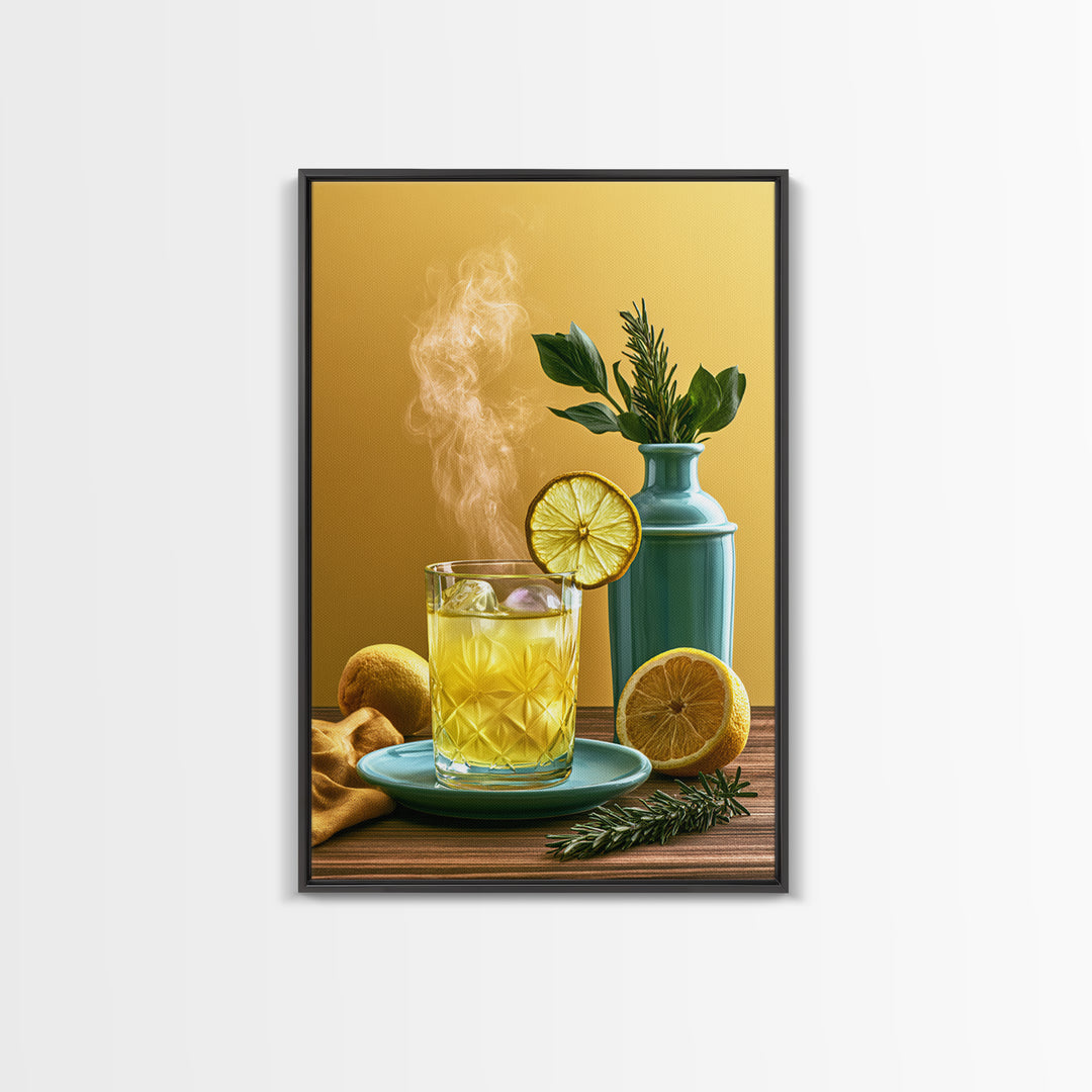 Cocktail and Citrus Bar Composition Framed Canvas Print, Restaurant Art, Contemporary Art, Restaurant Decor, Fine Art, Bistro, RES-2x3-19