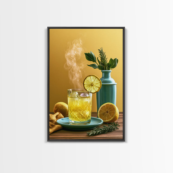 Cocktail and Citrus Bar Composition Framed Canvas Print, Restaurant Art, Contemporary Art, Restaurant Decor, Fine Art, Bistro, RES-2x3-19
