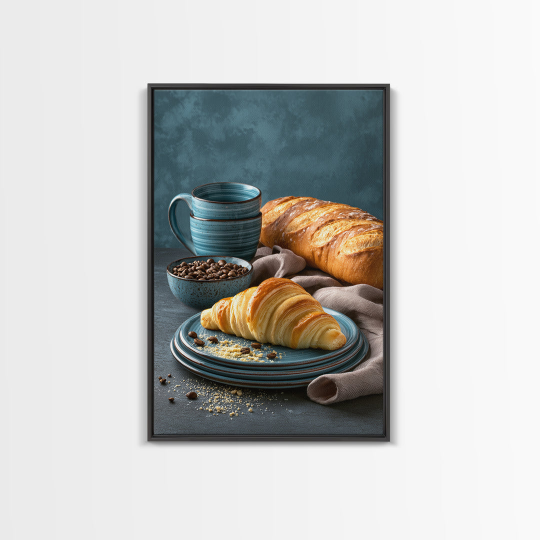 Coffee Beans and Pastry Arrangement Framed Canvas Print, Restaurant Art, Canvas Wall Art, Restaurant Decor, Fine Art, Bistro, RES-2x3-78