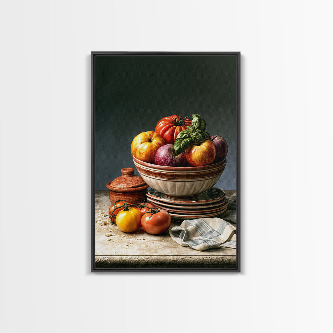Classic Fruit Bowl Framed Canvas Print, Restaurant Art, Modern Decor, Restaurant Decor, Fine Art, Bistro, Poster, Wall Decor, RES-2x3-84