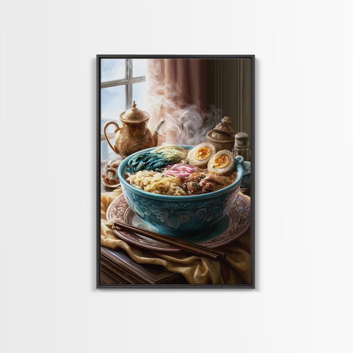 Ramen Bowl Rendered Framed Canvas Print, Restaurant Art, Printable Art, Restaurant Decor, Fine Art, Bistro, Watercolor Art, RES-2x3-94