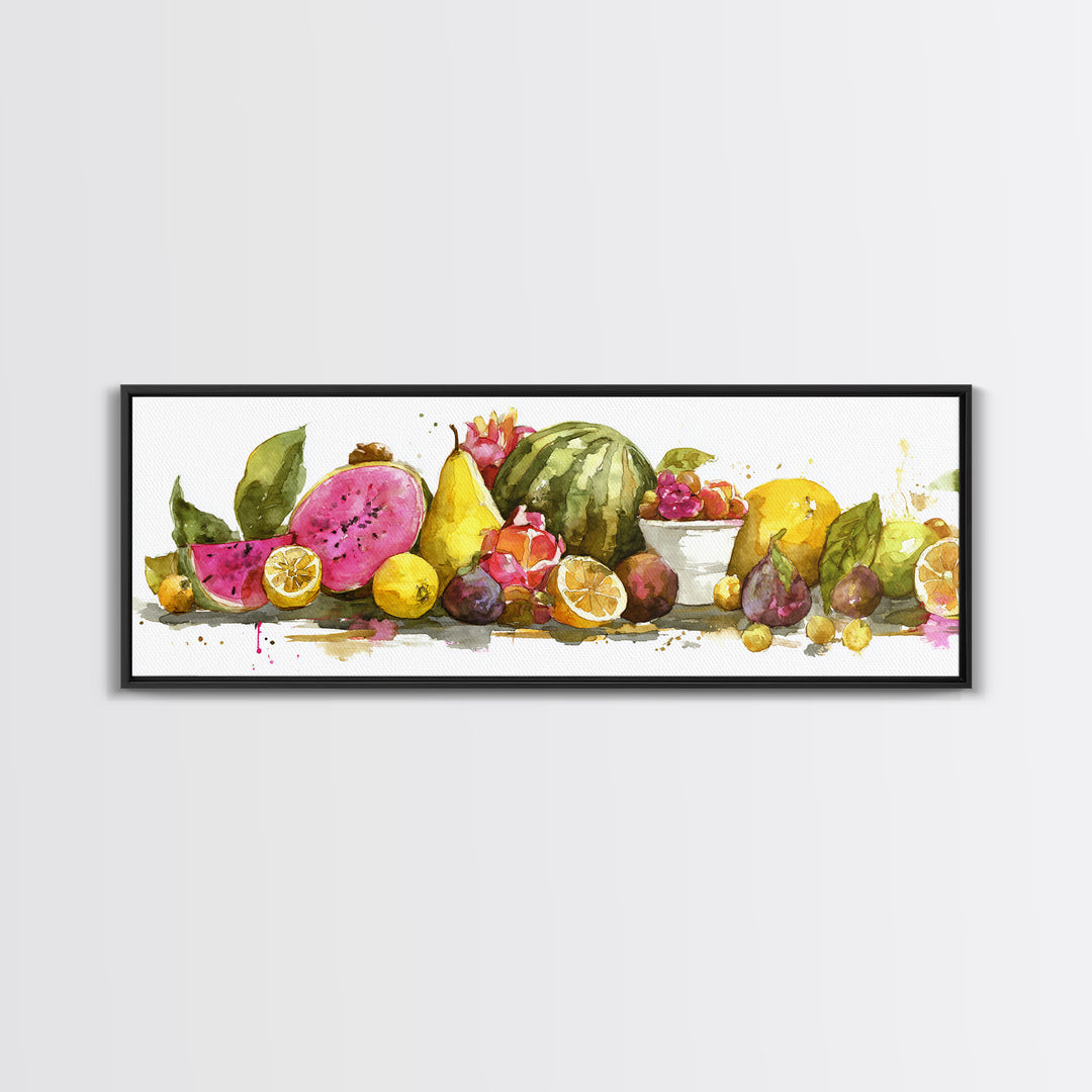 Tropical Fruit Platter Framed Canvas Print, Restaurant Art, Canvas, Restaurant Decor, Fine Art, Bistro, Living Room Decor, RES-3x1-10