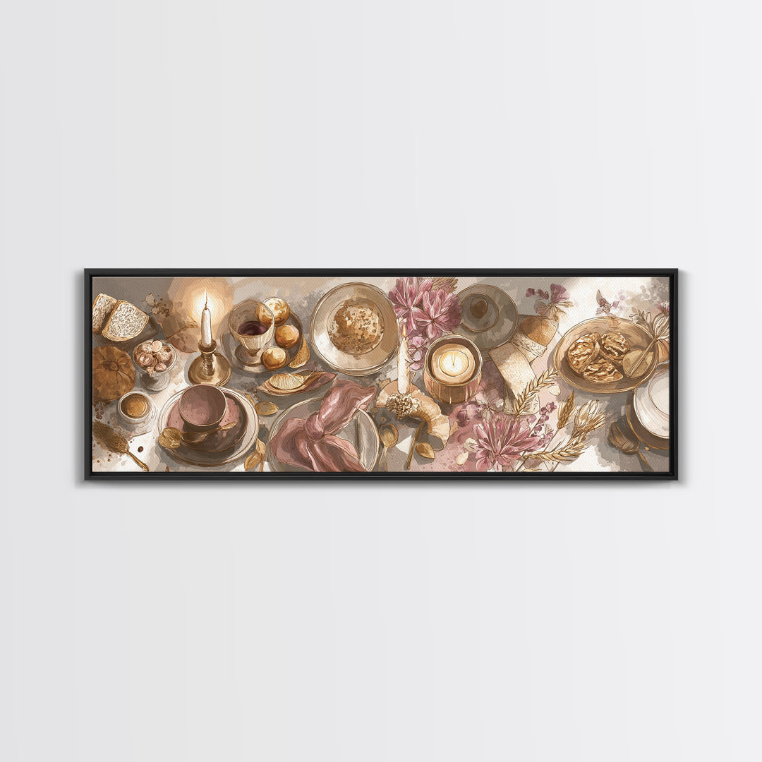 Elegant Table Objects Canvas Print, Restaurant Art, Wall Art Print, Restaurant Decor, Fine Art, Bistro, Modern Decor, RES-3x1-16