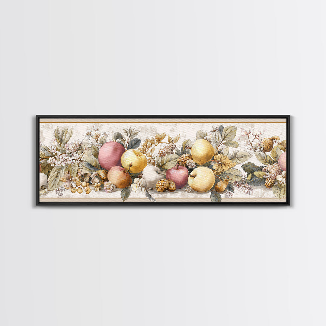 Classic Fruit Bowl Canvas Print, Restaurant Art, Stained Glass Art, Restaurant Decor, Fine Art, Bistro, Textured Painting, RES-3x1-20