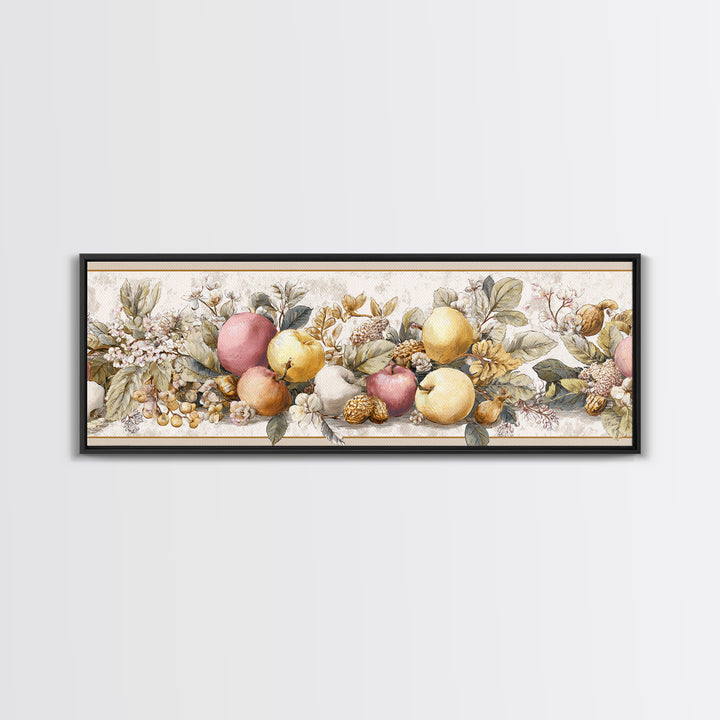 Classic Fruit Bowl Canvas Print, Restaurant Art, Stained Glass Art, Restaurant Decor, Fine Art, Bistro, Textured Painting, RES-3x1-20