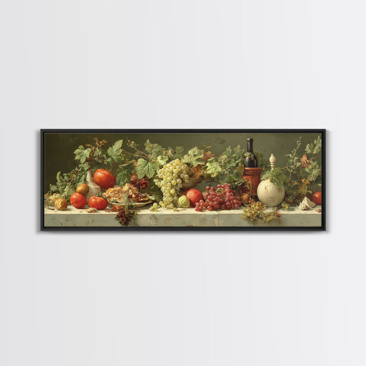 Wine Grapevine Botanical Study Framed Canvas Print, Restaurant Art, Wall Decor, Restaurant Decor, Oil Painting, Bistro, RES-3x1-55