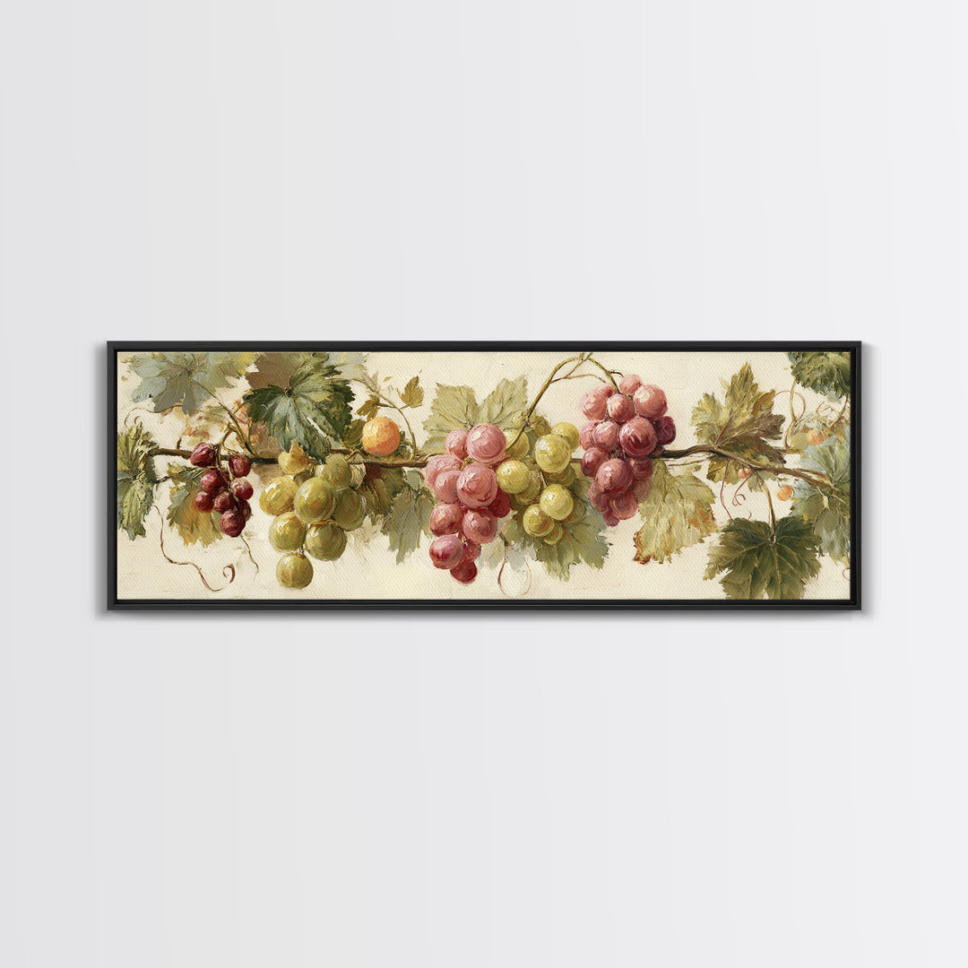 Wine Grapevine Botanical Study Framed Canvas Print, Restaurant Art, Statement Artwork, Restaurant Decor, Fine Art, Bistro, RES-3x1-7