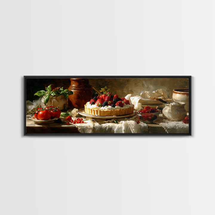 Dessert Tart with Berries and Cream Canvas Print, Restaurant Art, Kitchen Wall Decor, Restaurant Decor, Fine Art, Bistro, RES-3x1-8