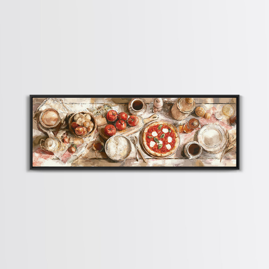 Pizzeria Tomato Basil and Mozzarella Still Life Canvas Print, Restaurant Art, Stained Glass Art, Restaurant Decor, Bistro, RES-3x1-98
