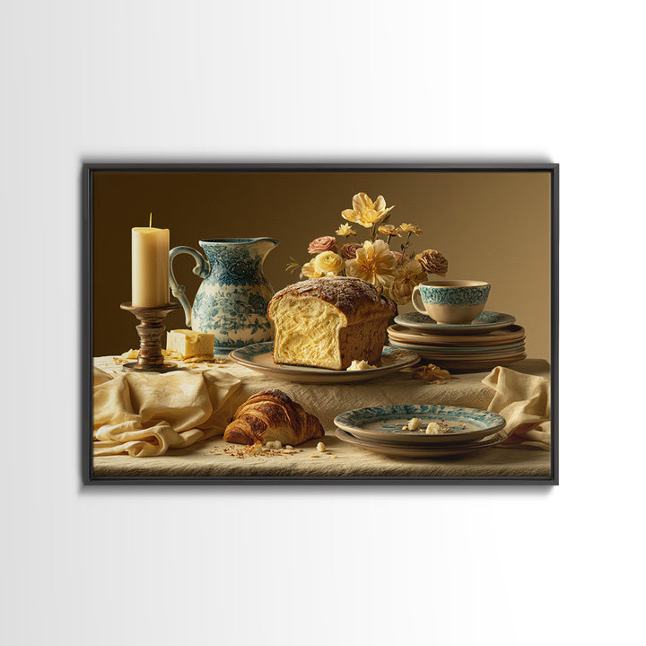 Elegant Table Objects Framed Canvas Print, Restaurant Art, Wall Art, Restaurant Decor, Watercolor Art, Bistro, Digital Print, RES-3x2-100