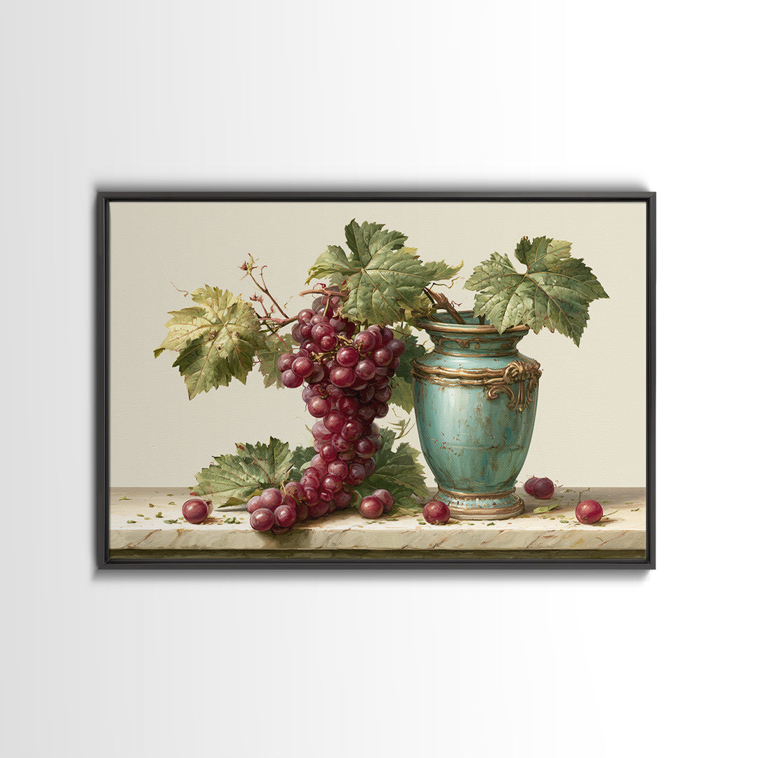 Wine Grapevine Botanical Study Framed Canvas Print, Restaurant Art, Statement Artwork, Restaurant Decor, Fine Art, Bistro, RES-3x2-19