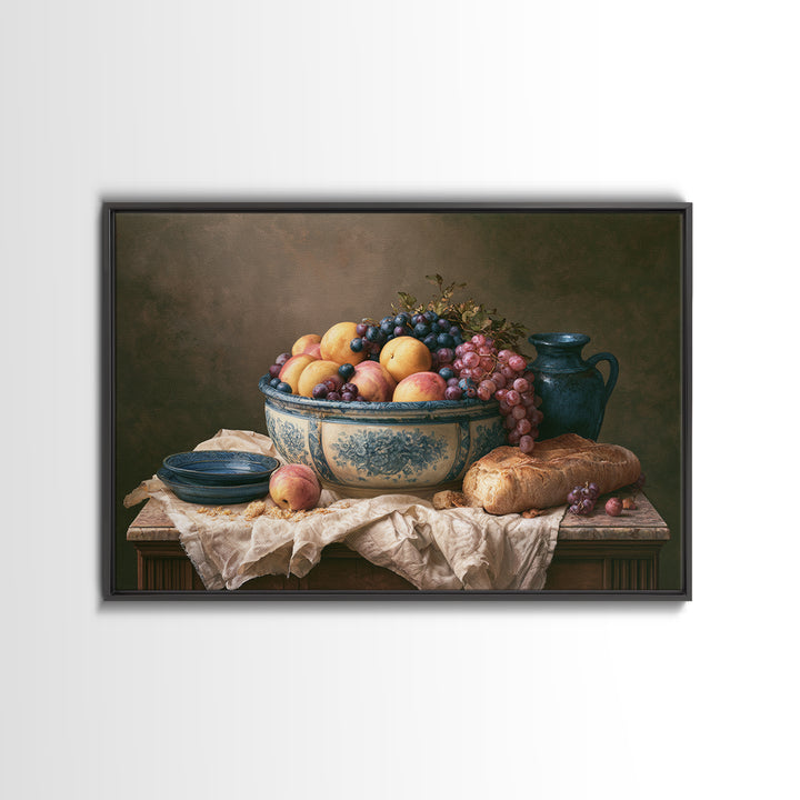 Classic Fruit Bowl Canvas Print, Restaurant Art, Stained Glass Art, Restaurant Decor, Fine Art, Bistro, Textured Painting, RES-3x2-32