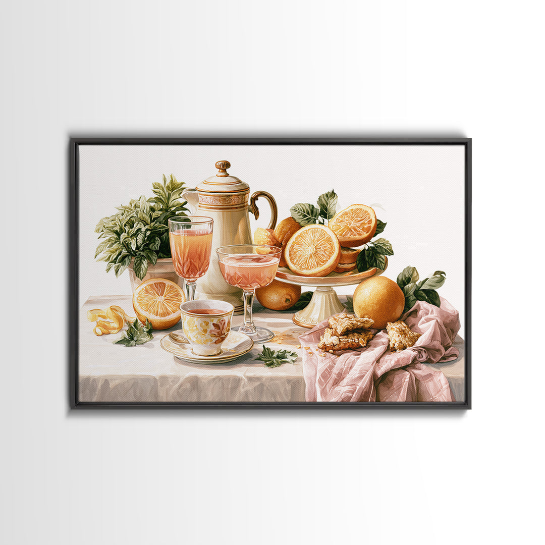 Cocktail and Citrus Bar Composition Framed Canvas Print, Restaurant Art, Contemporary Art, Restaurant Decor, Fine Art, Bistro, RES-3x2-39