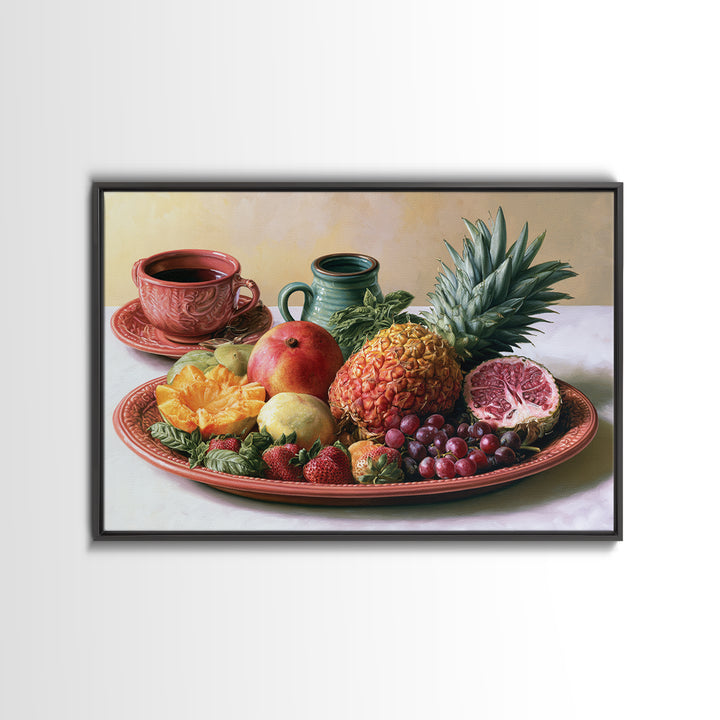 Tropical Fruit Platter Framed Canvas Print, Restaurant Art, Wall Art Print, Restaurant Decor, Fine Art, Bistro, Modern Decor, RES-3x2-46