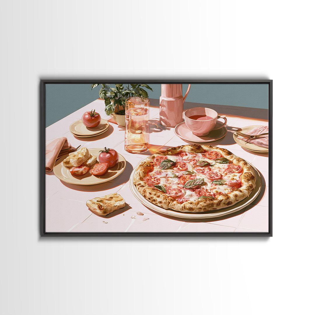 Pizzeria Tomato Basil and Mozzarella Still Life Canvas Print, Restaurant Art, Kitchen Wall Decor, Restaurant Decor, Bistro, RES-3x2-86