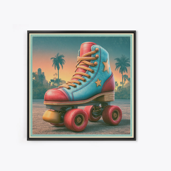 Retro Roller Skate Framed Canvas Print, Retro Art, Living Room Decor, Retro, Gallery Decor, Neutral Decor, Modern Decor, RET-1x1-52