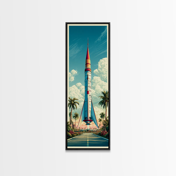 Space Age Rocket Poster Scene Canvas Print, Retro Art, Wall Art Prints, Living Room Decor, Fine Art, Retro, Whimsical Decor, RET-1x3-43