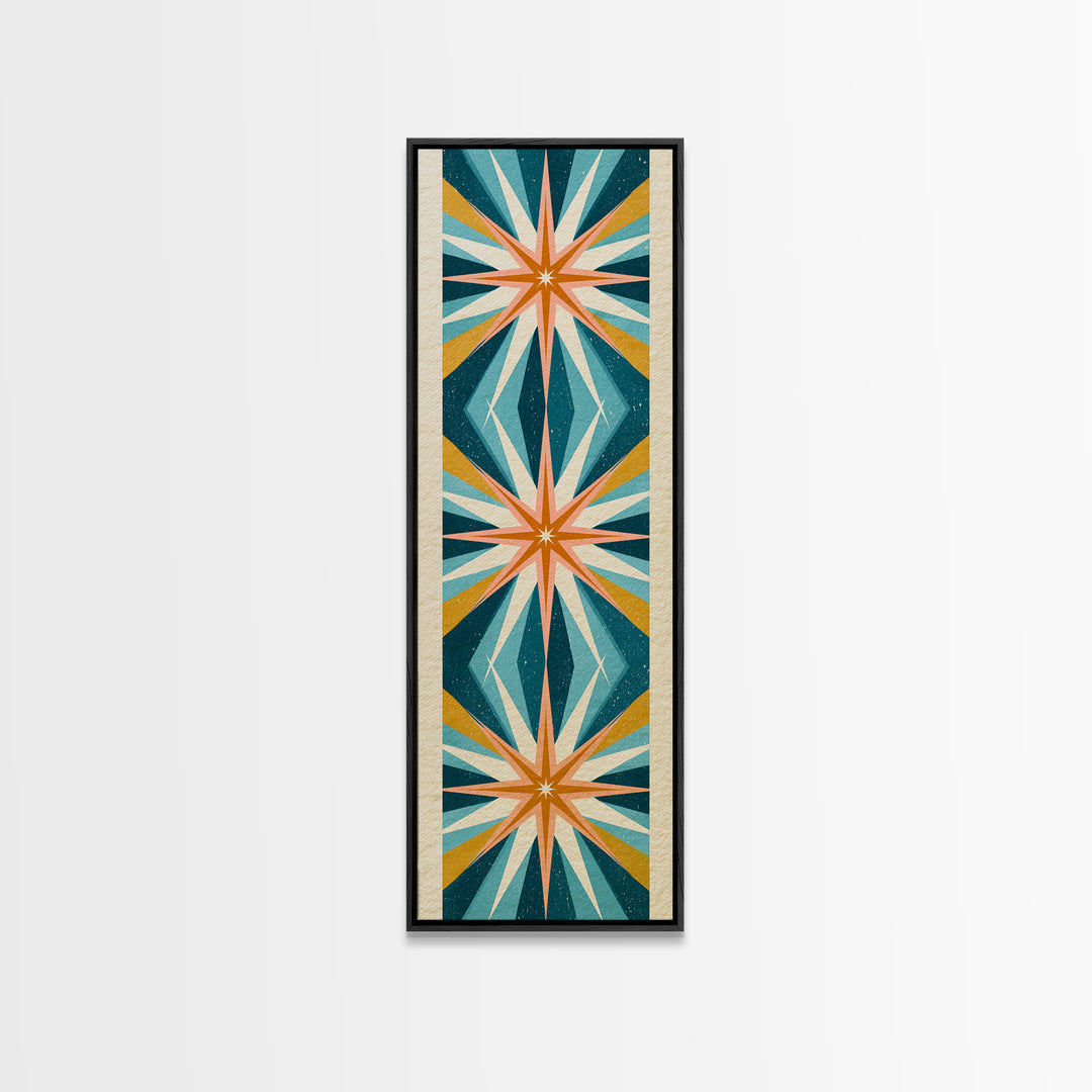 Atomic Starburst Pattern Framed Canvas Print, Retro Art, Dopamine Decor, Living Room Decor, Fine Art, Retro, Fine Art Print, RET-1x3-75