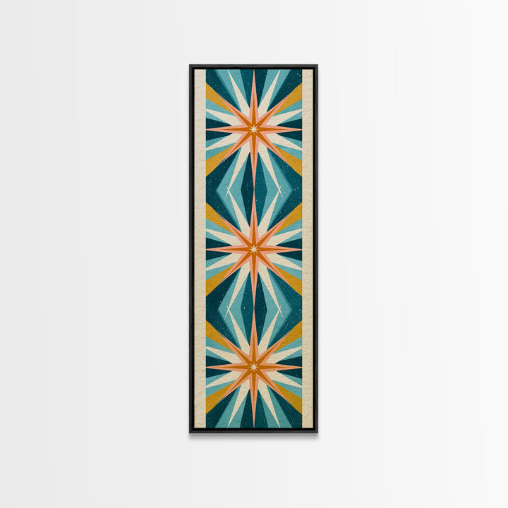 Atomic Starburst Pattern Framed Canvas Print, Retro Art, Dopamine Decor, Living Room Decor, Fine Art, Retro, Fine Art Print, RET-1x3-75