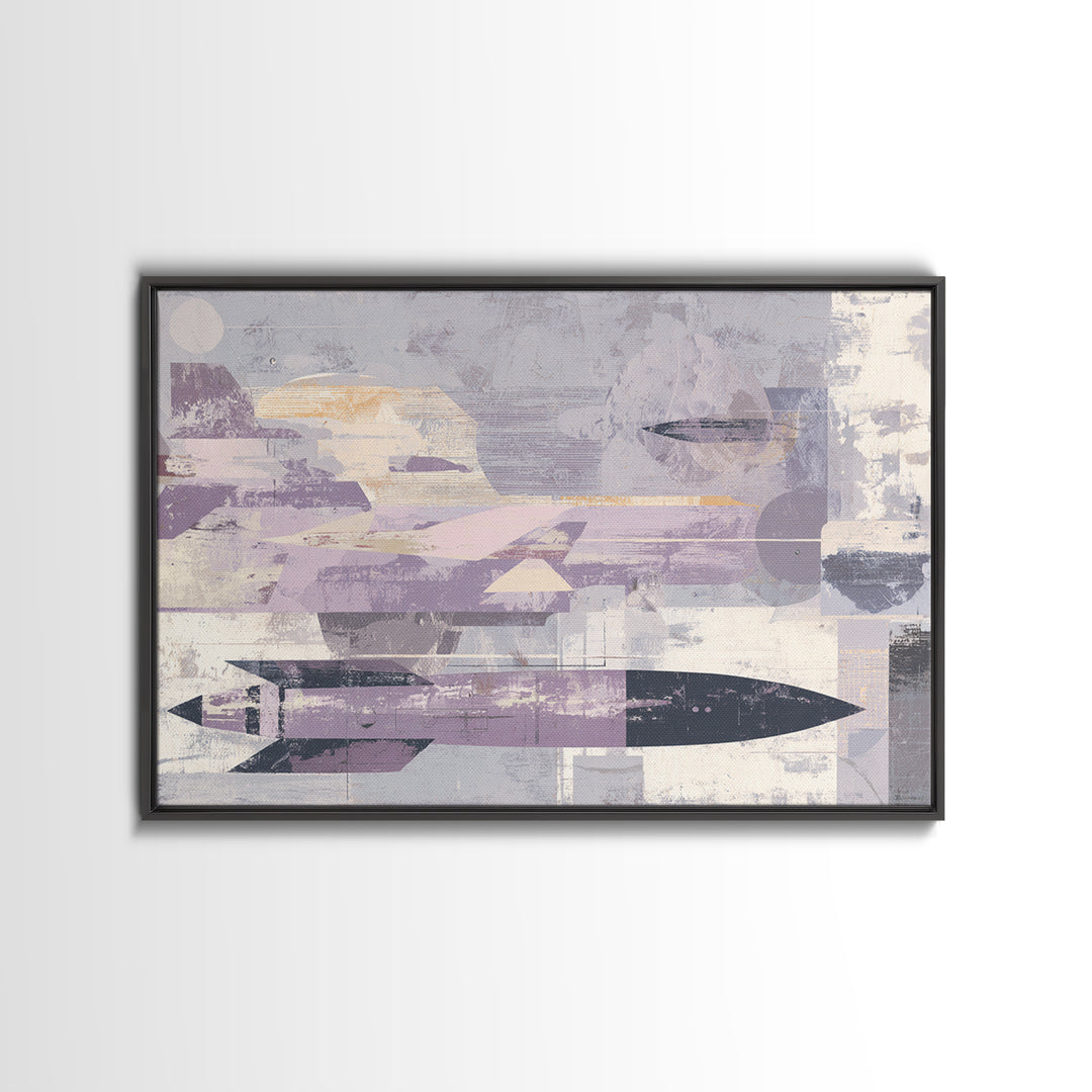Old Telephone in Bold Color Field Framed Canvas Print, Retro Art, Posters, Living Room Decor, Abstract Art, Retro, RET-3x2-2