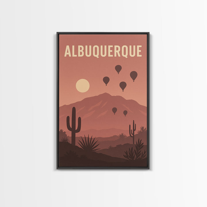 Albuquerque New Mexico Travel Poster, Canvas Print, Retro Sunset Skyline Art, Albuquerque Art Print, City Art Print, Modern Wall Decor