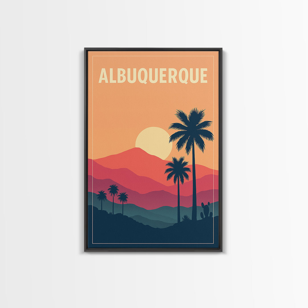Albuquerque Travel Poster, Canvas Print, Mid Century City Wall Art, Albuquerque Wall Art, City Illustration, Retro Travel Print