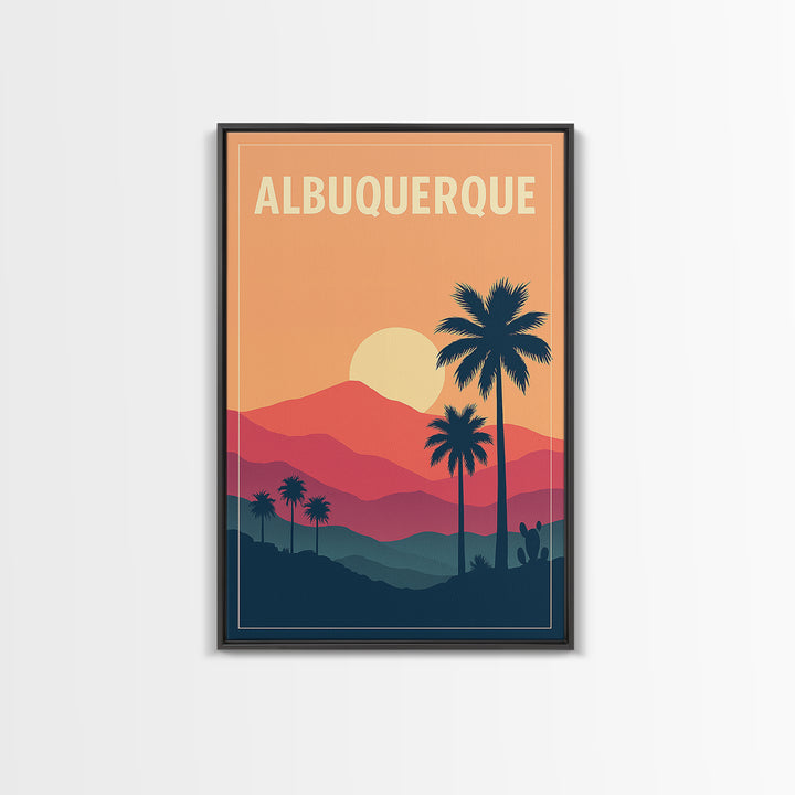 Albuquerque Travel Poster, Canvas Print, Mid Century City Wall Art, Albuquerque Wall Art, City Illustration, Retro Travel Print